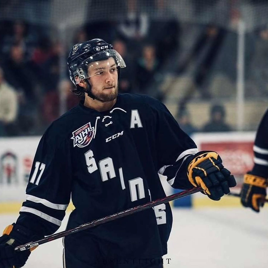 ABG Elite Skills coach Breck McKinley wearing the A as alternate captain for the Spruce Grove Saints.